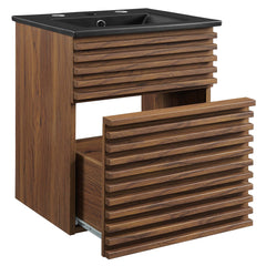 Render Walnut/Black 18" Wall-Mount Bathroom Vanity - Ornate Home