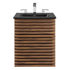 Render Walnut/Black 18" Wall-Mount Bathroom Vanity - Ornate Home