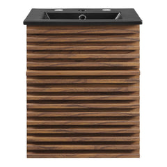 Render Walnut/Black 18" Wall-Mount Bathroom Vanity - Ornate Home