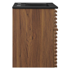 Render Walnut/Black 18" Wall-Mount Bathroom Vanity - Ornate Home