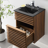 Render Walnut/Black 18" Wall-Mount Bathroom Vanity - Ornate Home