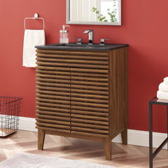 Render Walnut/Black 24" Bathroom Vanity - Ornate Home