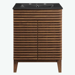 Render Walnut/Black 24" Bathroom Vanity - Ornate Home