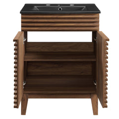 Render Walnut/Black 24" Bathroom Vanity - Ornate Home