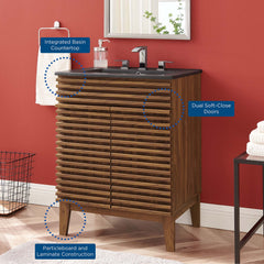 Render Walnut/Black 24" Bathroom Vanity - Ornate Home