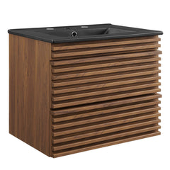 Render Walnut/Black 24" Wall-Mount Bathroom Vanity - Ornate Home