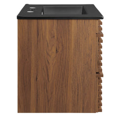 Render Walnut/Black 24" Wall-Mount Bathroom Vanity - Ornate Home