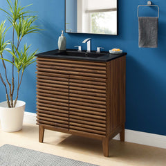 Render Walnut/Black 30" Bathroom Vanity - Ornate Home