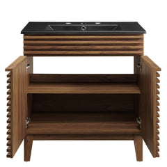 Render Walnut/Black 30" Bathroom Vanity - Ornate Home