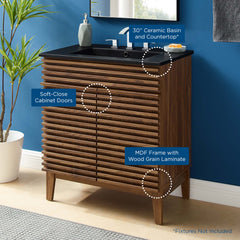 Render Walnut/Black 30" Bathroom Vanity - Ornate Home