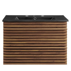 Render Walnut/Black 30" Wall-Mount Bathroom Vanity - Ornate Home