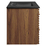 Render Walnut/Black 30" Wall-Mount Bathroom Vanity - Ornate Home