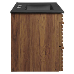Render Walnut/Black 30" Wall-Mount Bathroom Vanity - Ornate Home