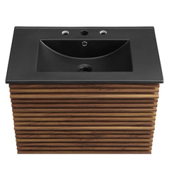 Render Walnut/Black 30" Wall-Mount Bathroom Vanity - Ornate Home