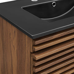 Render Walnut/Black 30" Wall-Mount Bathroom Vanity - Ornate Home