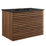 Render Walnut/Black 30" Wall-Mount Bathroom Vanity - Ornate Home