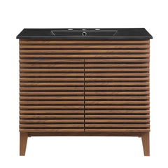 Render Walnut/Black 36" Bathroom Vanity - Ornate Home