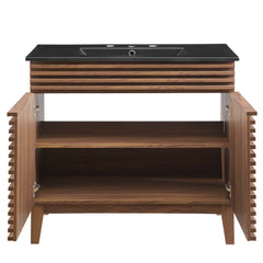 Render Walnut/Black 36" Bathroom Vanity - Ornate Home