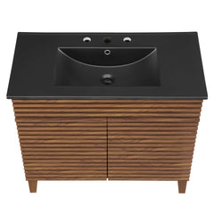 Render Walnut/Black 36" Bathroom Vanity - Ornate Home