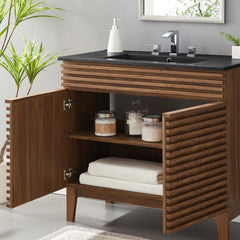 Render Walnut/Black 36" Bathroom Vanity - Ornate Home