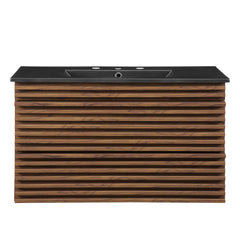 Render Walnut/Black 36" Wall-Mount Bathroom Vanity - Ornate Home