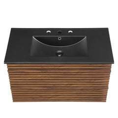Render Walnut/Black 36" Wall-Mount Bathroom Vanity - Ornate Home