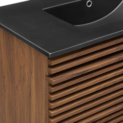 Render Walnut/Black 36" Wall-Mount Bathroom Vanity - Ornate Home