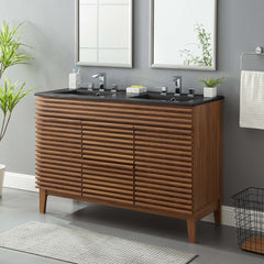 Render Walnut/Black 48" Double Sink Bathroom Vanity - Ornate Home
