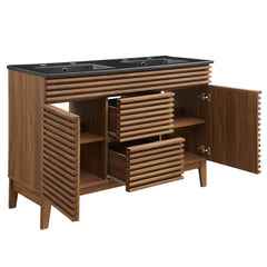 Render Walnut/Black 48" Double Sink Bathroom Vanity - Ornate Home