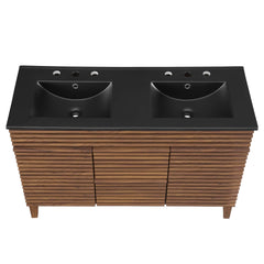 Render Walnut/Black 48" Double Sink Bathroom Vanity - Ornate Home