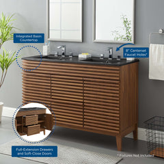 Render Walnut/Black 48" Double Sink Bathroom Vanity - Ornate Home