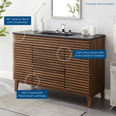 Render Walnut/Black 48" Single Sink Bathroom Vanity - Ornate Home