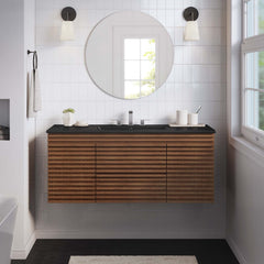 Render Walnut/Black 48" Wall-Mount Bathroom Vanity - Ornate Home