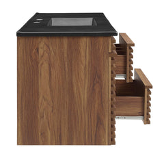 Render Walnut/Black 48" Wall-Mount Bathroom Vanity - Ornate Home