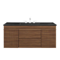 Render Walnut/Black 48" Wall-Mount Bathroom Vanity - Ornate Home