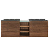 Render Walnut/Black 62" Wall-Mount Double Sink Bathroom Vanity - Ornate Home