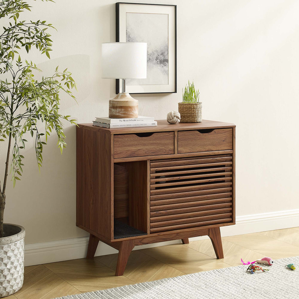 Render Walnut Cat Cabinet - Ornate Home