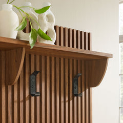 Render Walnut Fluted 3-in-1 Hall Tree With Storage Bench and Coat Rack - Ornate Home
