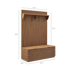Render Walnut Fluted 3-in-1 Hall Tree With Storage Bench and Coat Rack - Ornate Home