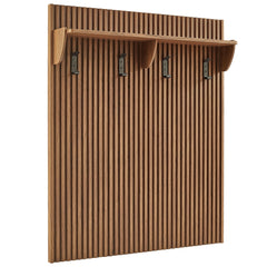 Render Walnut Fluted Coat Rack Panel With Shelf - Ornate Home