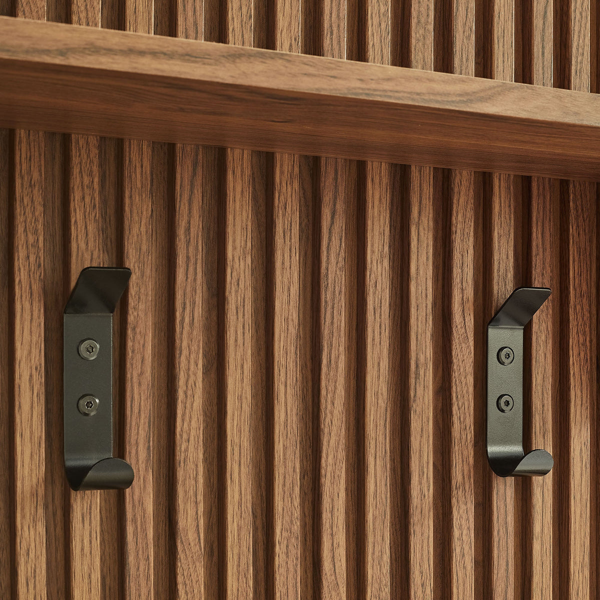 Render Walnut Fluted Coat Rack Panel With Shelf - Ornate Home