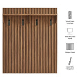 Render Walnut Fluted Coat Rack Panel With Shelf - Ornate Home