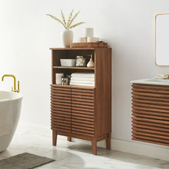 Render Walnut Freestanding Bathroom Storage Cabinet - Ornate Home