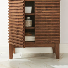 Render Walnut Freestanding Bathroom Storage Cabinet - Ornate Home