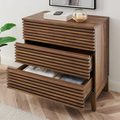 Render Walnut Large 3-Drawer Nightstand - Ornate Home