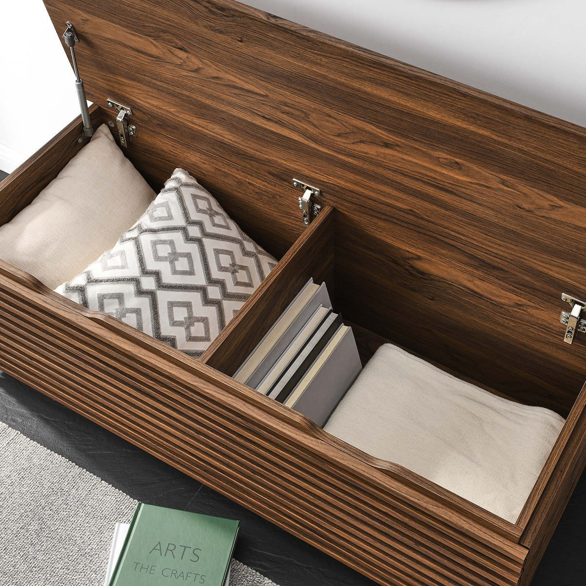 Render Walnut Storage Bench - Ornate Home