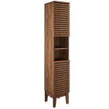 Render Walnut Tall Narrow Bathroom Storage Cabinet - Ornate Home