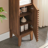 Render Walnut Tall Narrow Bathroom Storage Cabinet - Ornate Home