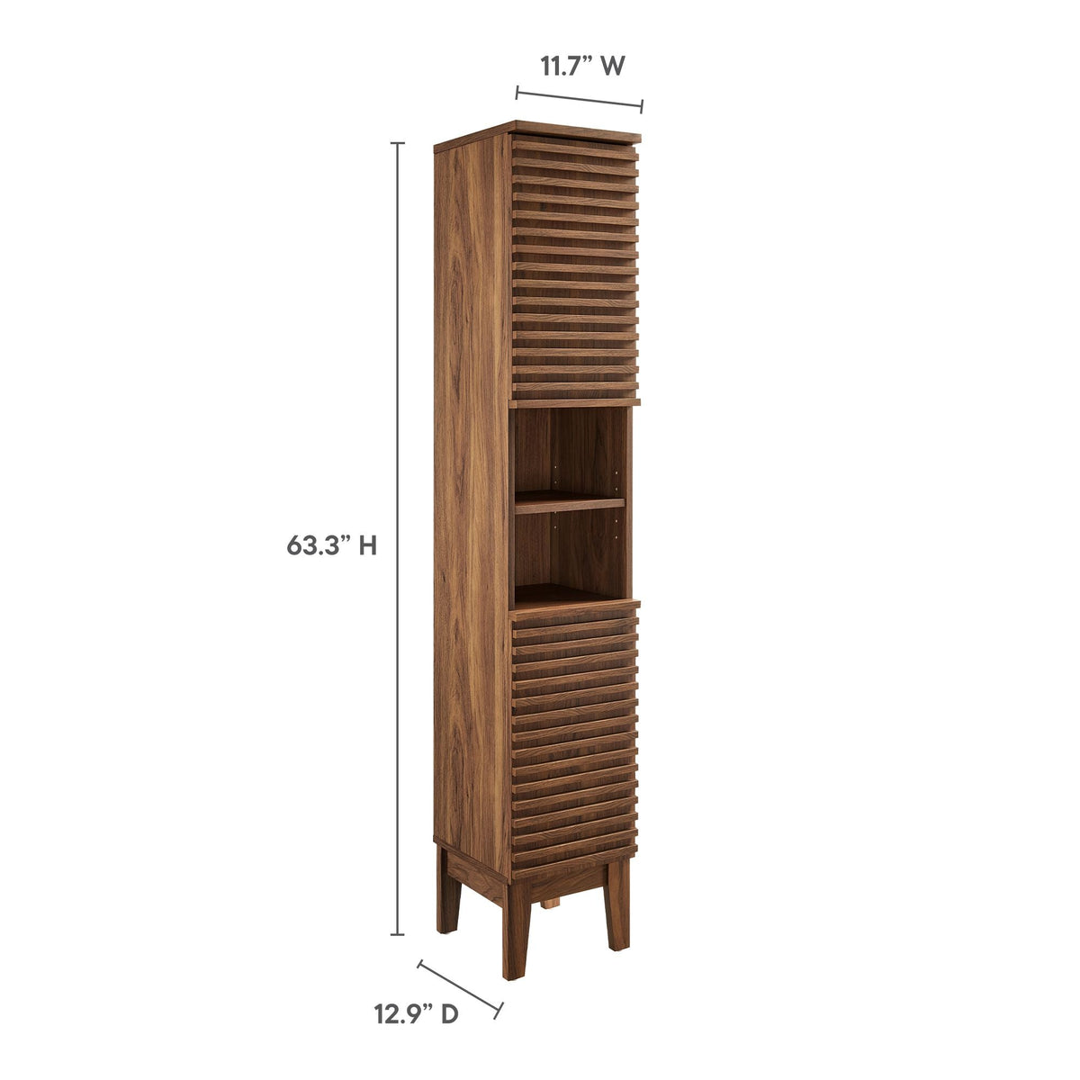 Render Walnut Tall Narrow Bathroom Storage Cabinet - Ornate Home