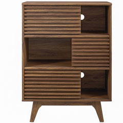 Render Walnut Three-Tier Display Storage Cabinet Stand - Ornate Home